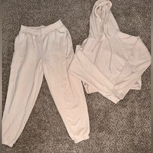 Women's Cream Hoodie and Jogger Set
